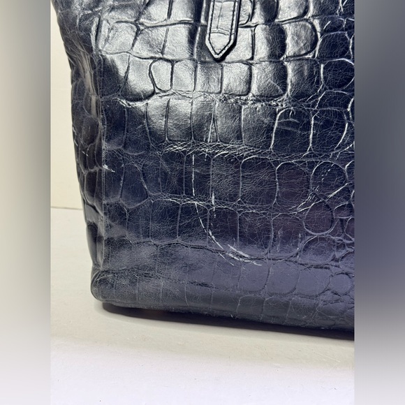 Fossil Sydney Croc Embossed Leather Shopper Tote Bag - Picture 8 of 15